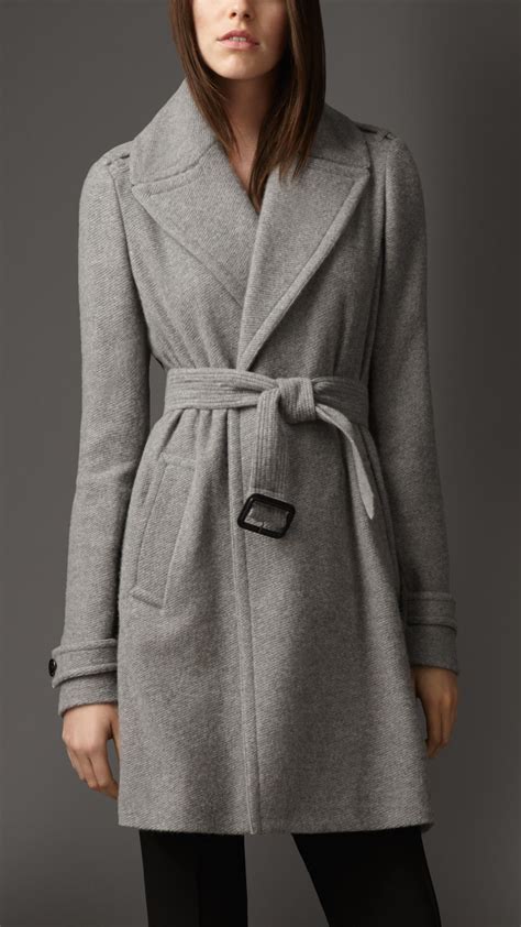 burberry wool belted wrap coat|Burberry wool and cashmere coat.